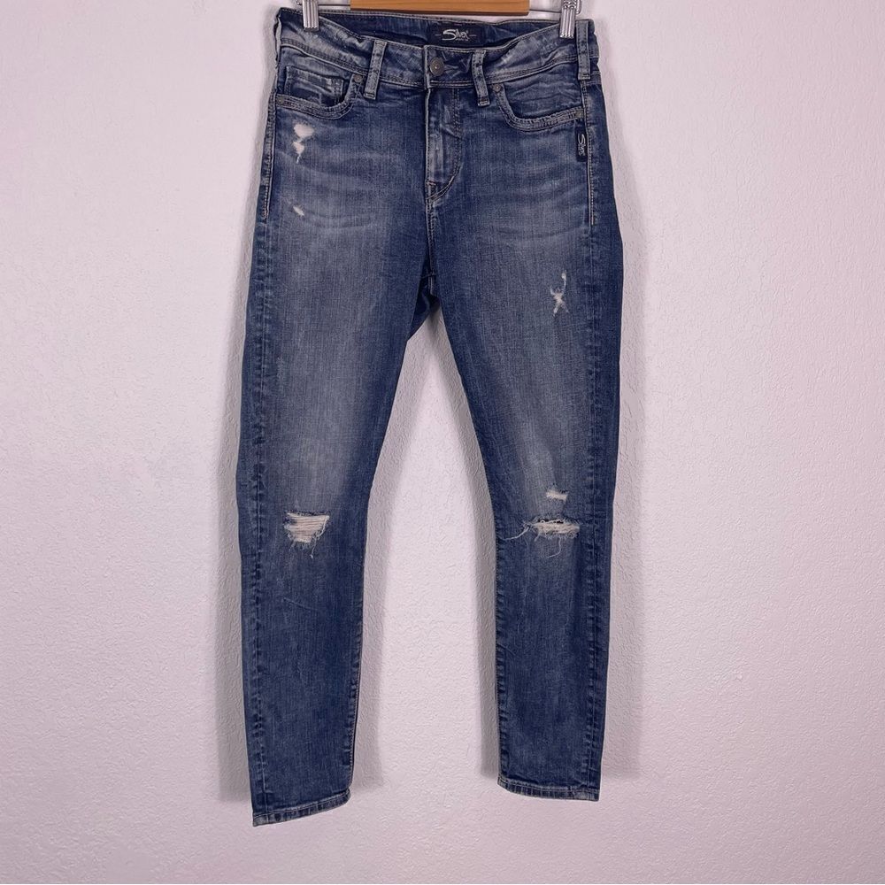 Silver Mazy Ankle Skinny Jeans Size 28